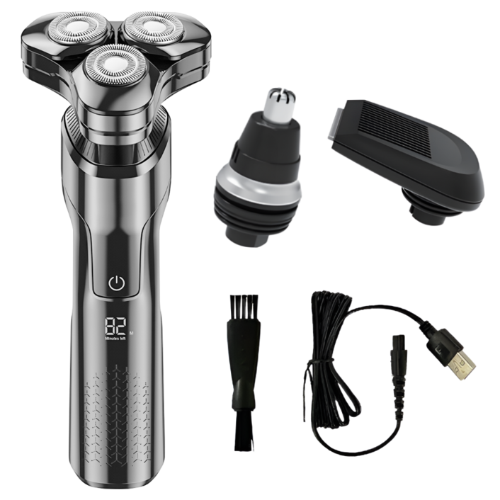POLIIN 전기 면도기 완전 방수 IPX7 등급 C타입 충전 남자 전동 면도기 KS0272, 토브 실버
