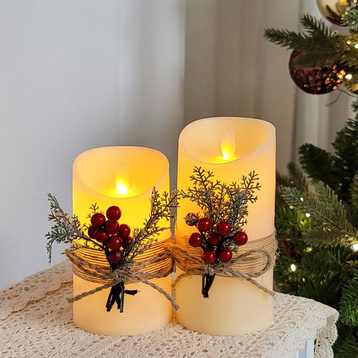 더라임코리아 흔들리는 LED 데코 캔들 무드등 전자초 크리스마스 장식 소품