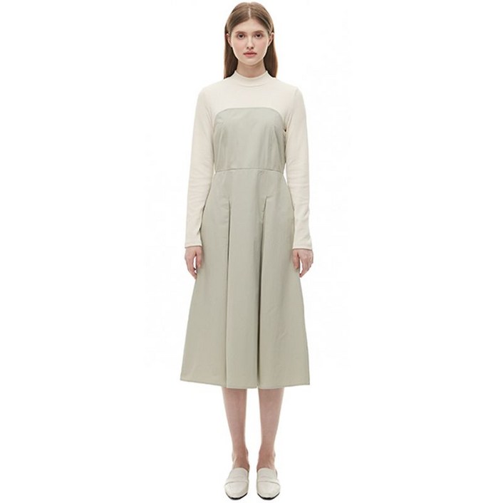 플라스틱아일랜드 반하이넥 우븐배색 원피스 PQ1WO202