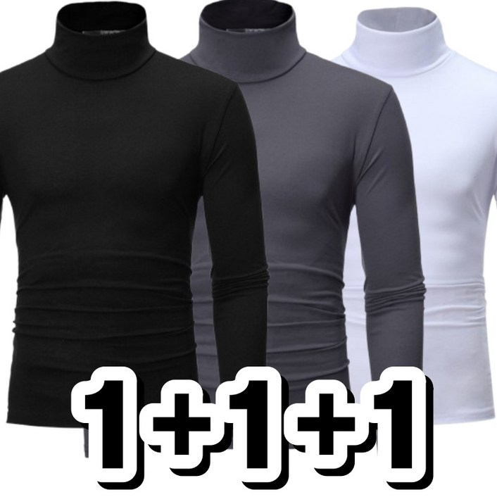 1+1+1 남성용 포고티  포근한 스판 반목티 폴라티