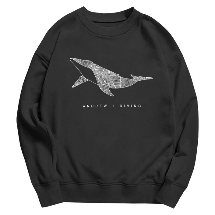 문컬렉션 남성 여성 공용 오버핏 심플 특양 맨투맨 흰수염고래