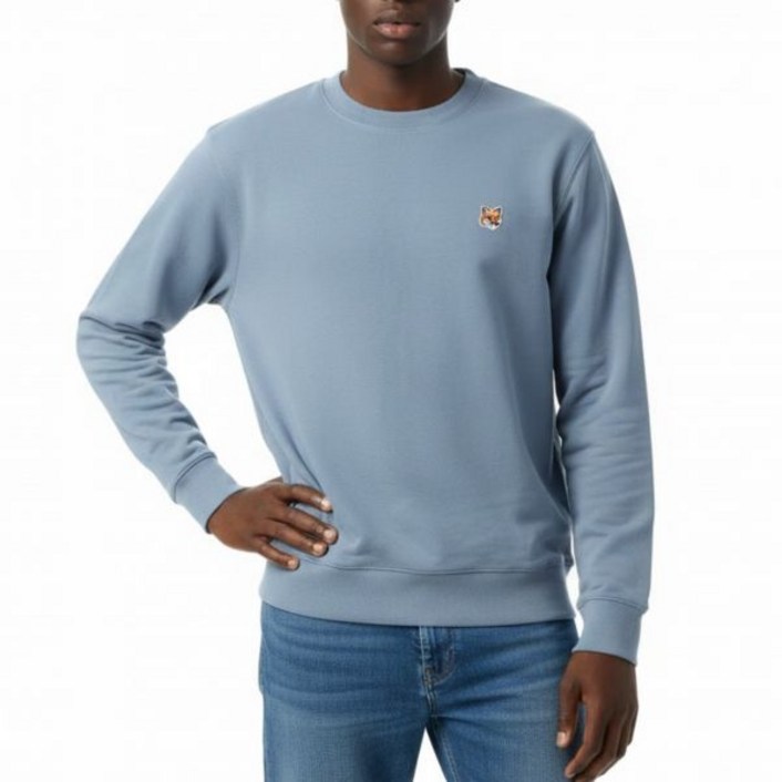 공식정품 메종키츠네 남성 맨투맨 티셔츠 MAISON KITSUNE FOX HEAD PATCH REGULAR SWEATSHIRT LM00301KM1P154 폭스헤드 패치