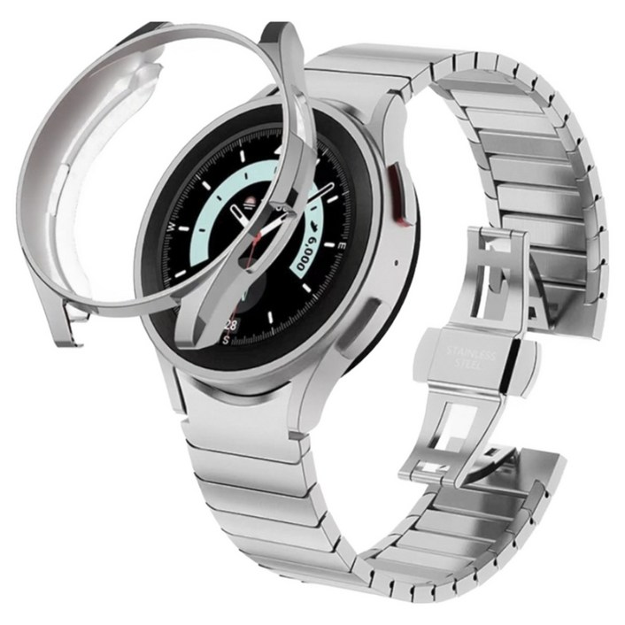 아이메이드잇 갤럭시워치 호환 일체형 링크 브레이슬릿  범퍼 케이스 세트 구성, 실버