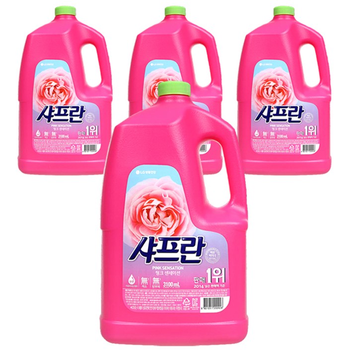 샤프란 핑크센세이션 섬유유연제 본품, 3.1L, 4개 - 쇼핑앤샵