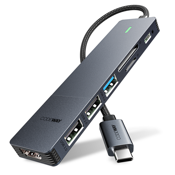 코드웨이 USB C타입 허브 7 IN 1 노트북 맥북 멀티허브, 그레이, 1개