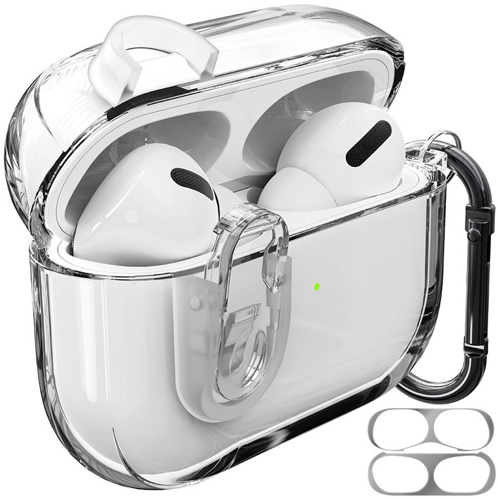 아이몰 변색방지 분실방지 에어팟 도어락 TPU 케이스 + 철가루 방지 스티커 + 카라비너 세트