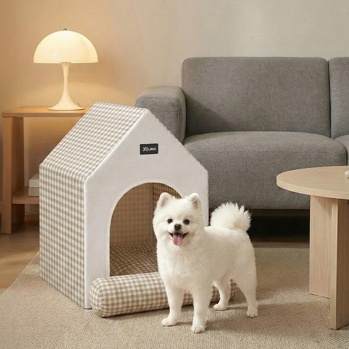 레토 반려동물 목받침 쿠션 하우스, 아이보리, 1개