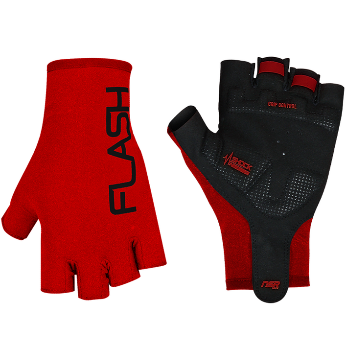 NSR 플래시 리플렉티브 에어로 반장갑 양손 세트, 레드
