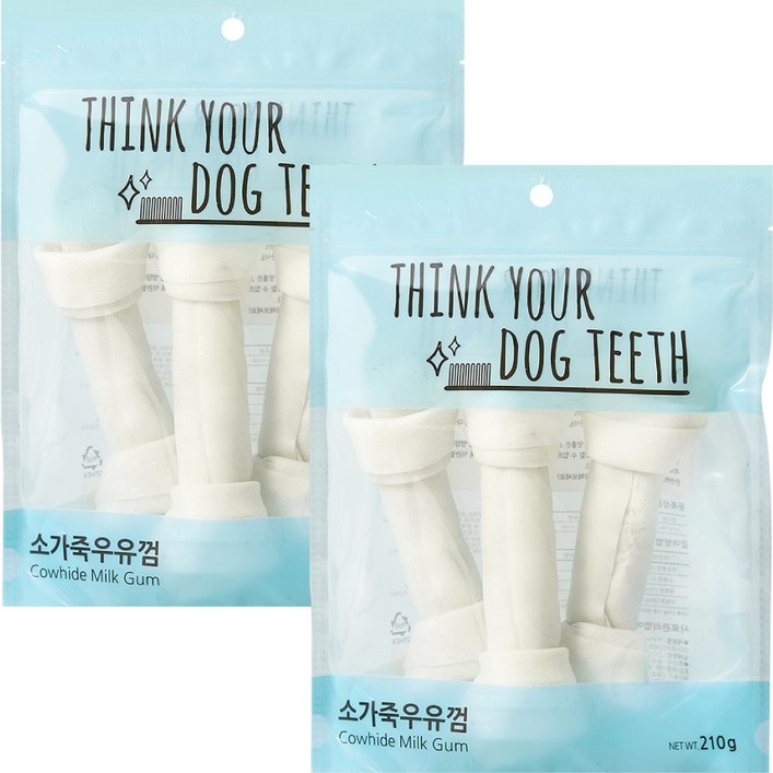 강아지 Think your dog teeth 소가죽우유껌 대형 210g 3p