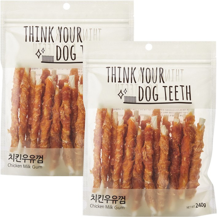 강아지 Think your dog teeth 스틱 치킨우유껌 240g 24p