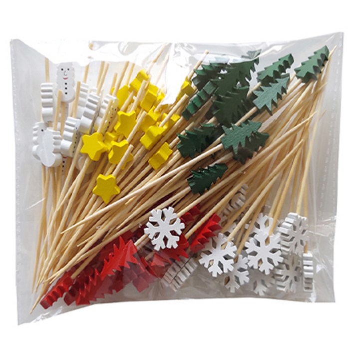 대나무 크리스마스 픽 12cm 5종 x 20p 세트 MP222