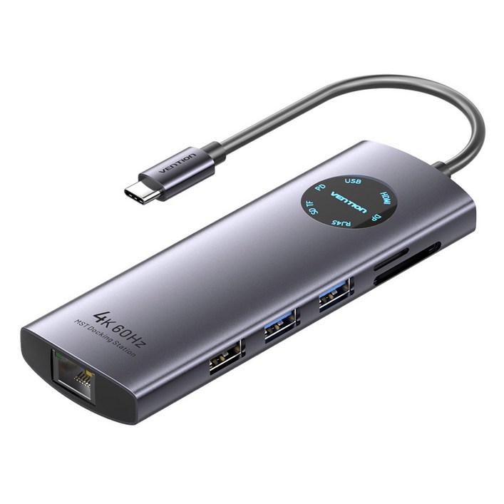 벤션 트리플 디스플레이 HDMI DP 미러링 랜카드 올인원 멀티 허브 TQWHB, 혼합색상, 1개