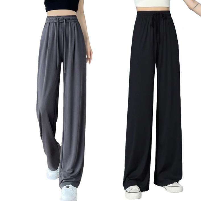 엘쏘 여성용 쿨링 밴딩 찰랑 일자 바지 2p