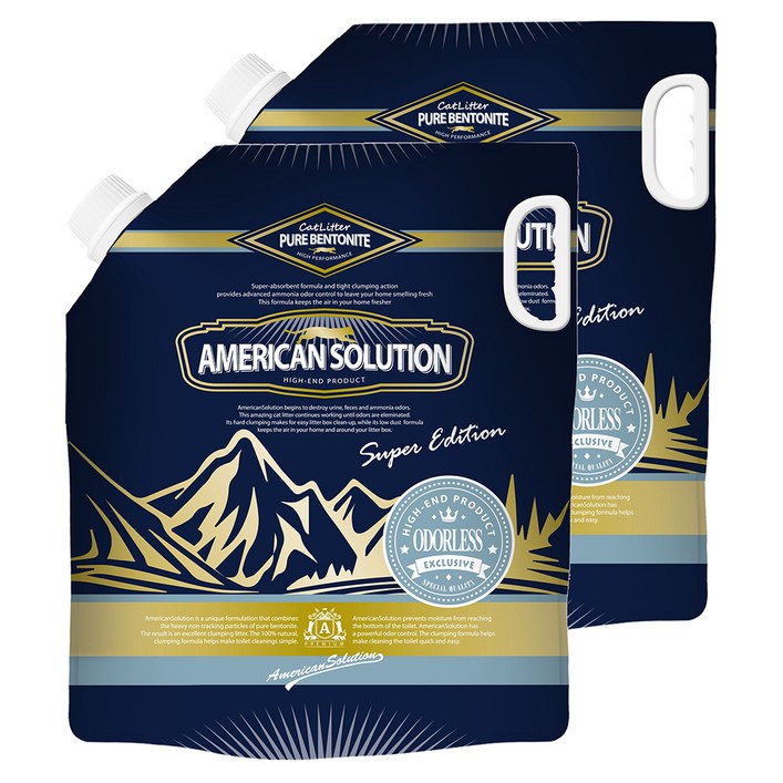 아메리칸솔루션 슈퍼에디션 오더리스 고양이 모래, 9.07kg, 2개, 무향