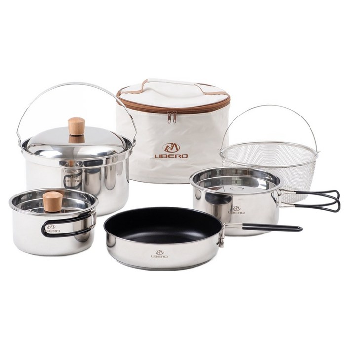 LIBERO 웜벳 스텐 코펠 78인용 세트, Silver, 1세트