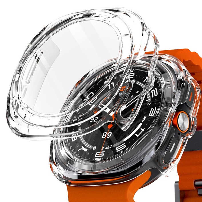 구스페리 갤럭시워치 풀커버 강화유리 하드 케이스, 투명투명, 2개