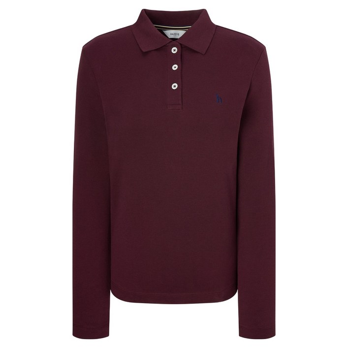 헤지스 여성용 단색 면혼방 긴팔 카라 티셔츠