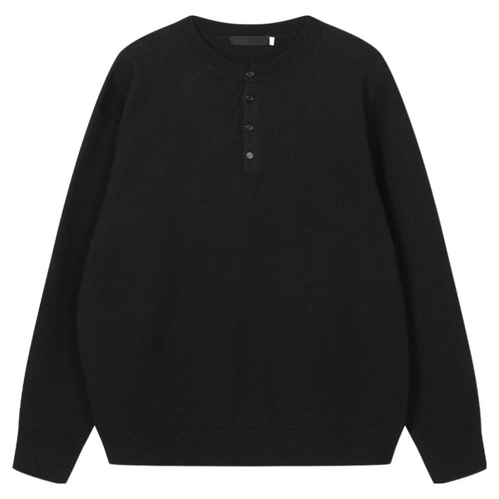 일루소 남성용 소프트 울 브러쉬 헨리넥 라운드 니트