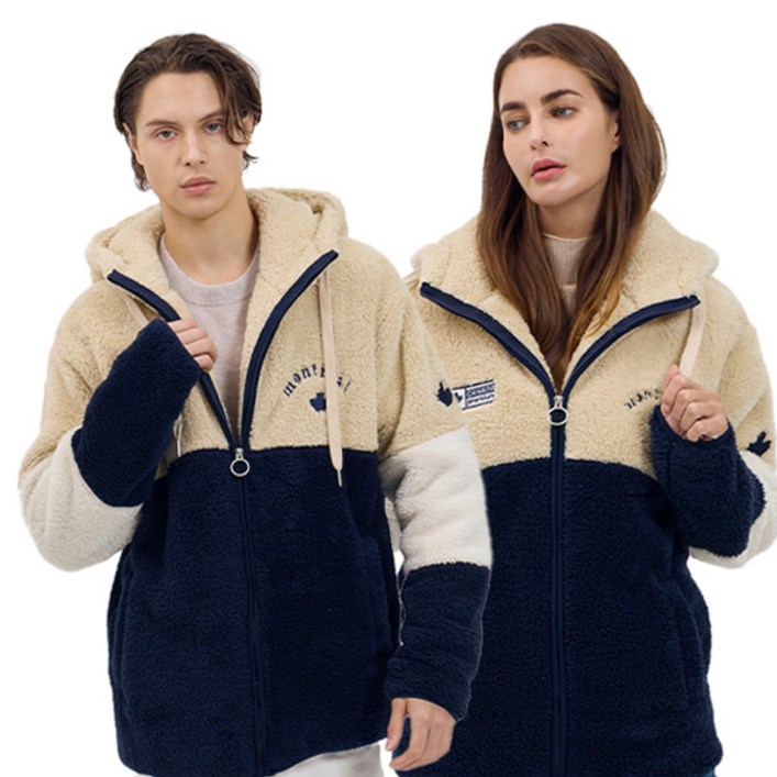 노이즈 오스카 쉐르파 배색 플리스 후드 점퍼 KG3AA72AC