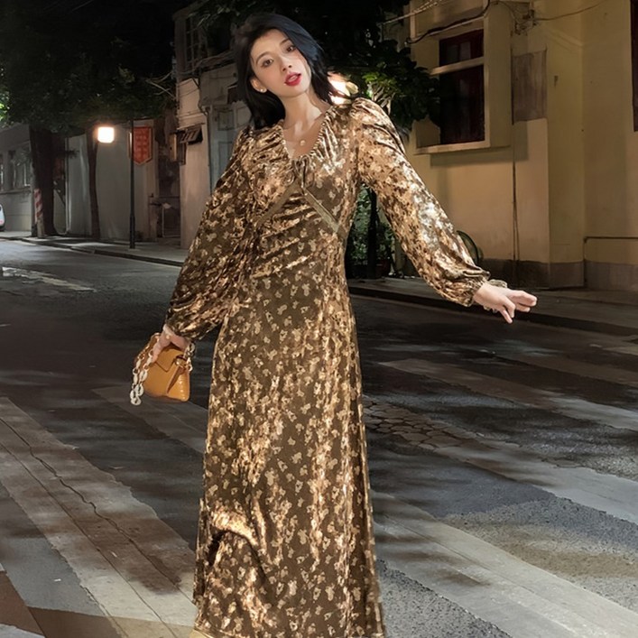 포플러앤씨 여성용 산다모 벨벳 원피스 P24WOPS102110