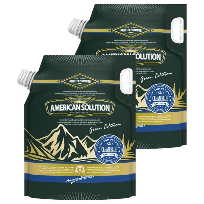 아메리칸솔루션 고양이 그린에디션 고양이 모래, 9.07kg, 2개, 클린블루