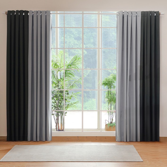 더자리 아일렛 암막커튼 2p 커튼끈 2p 세트