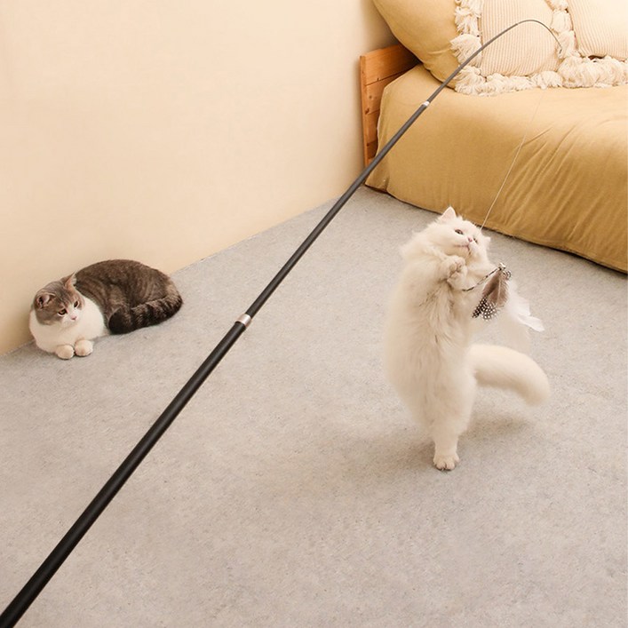 펫츠몬 고양이 장거리 4단 깃털 낚싯대 1.8m
