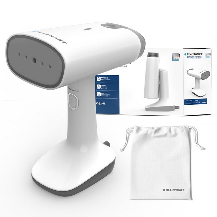 블라우풍트 파워 스팀 접이식 스탠드 핸디형 스팀다리미  장갑  파우치 세트, BLPGS1200S, 화이트