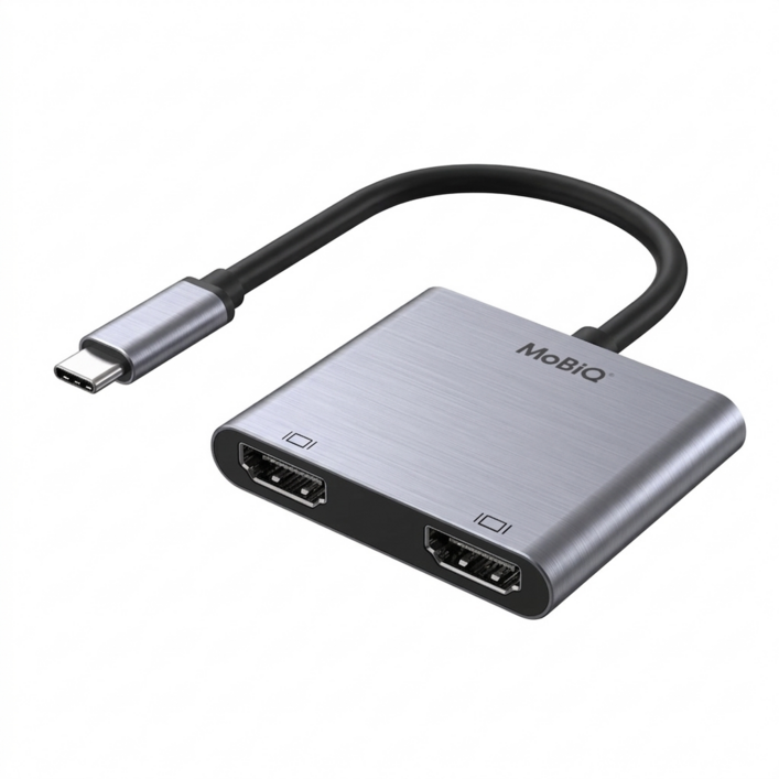 모비큐 2포트 C타입 4K HDMI 듀얼 모니터 멀티 USB 허브 EM2HP