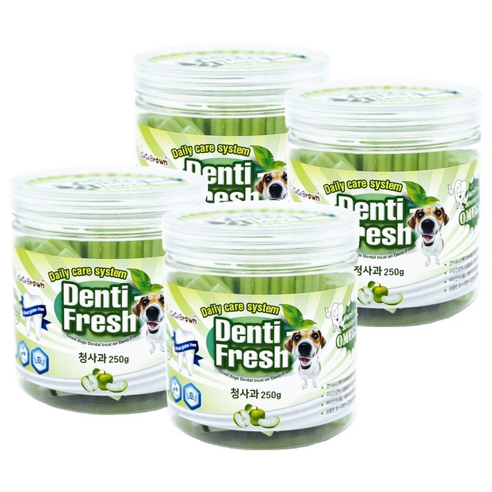 코코브라운 강아지 덴티프레쉬 덴탈껌, 청사과맛, 250g, 4개