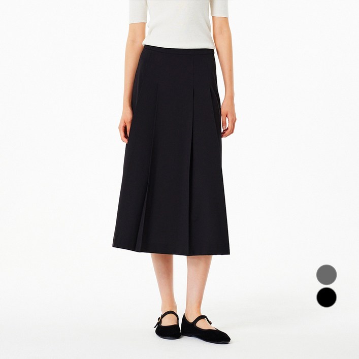 JAJU 여성용 플리츠 롱 스커트