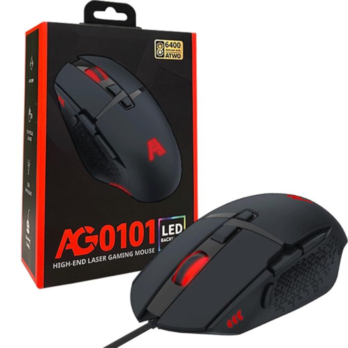 에이투 USB 유선 게이밍 마우스, AG0101, Black