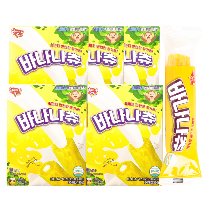 슈퍼포우 강아지 바나나츄 덴탈껌, 바나나, 150g, 5개