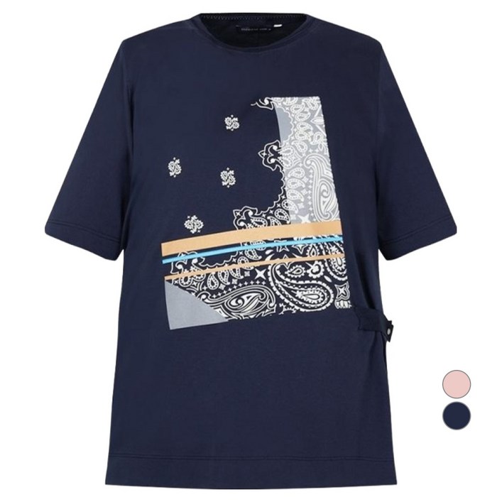 샤트렌 여성용 통기성 허리 버튼스트랩 프린팅 면 티셔츠 HCCMTS220