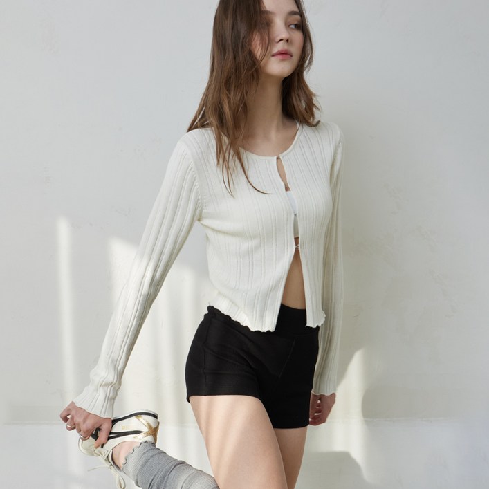 미치코런던 여성용 후크 골지 니트 가디건