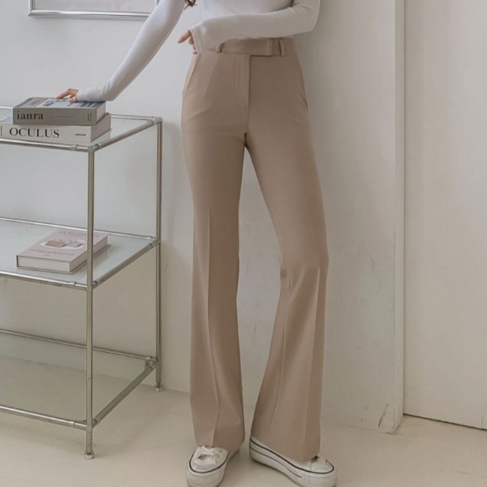 라라온 여성용 숏롱 기장 뒷밴딩 스판 부츠컷 팬츠 25TSP3561