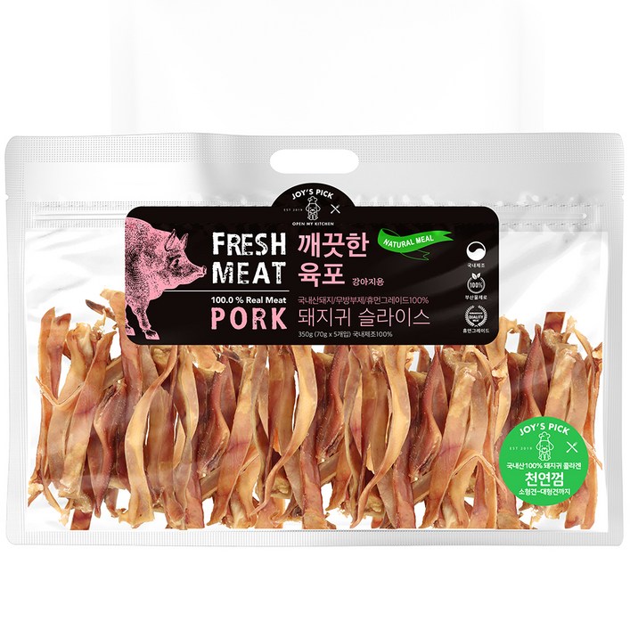조이스픽 돼지귀 슬라이스 강아지 육포 350g, 돼지귀슬라이스, 350g, 1개
