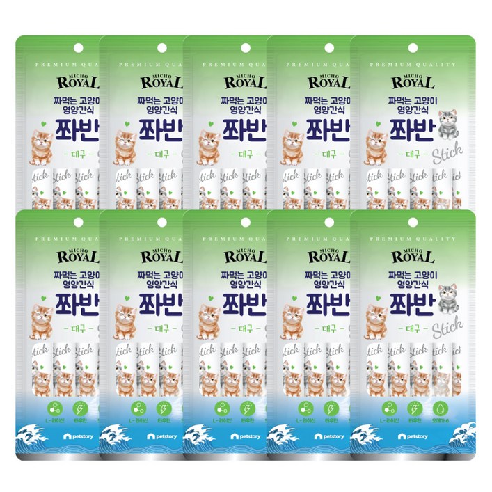 펫스토리 고양이 프리미엄로얄 미쵸 쫘반 가수분해단백질 짜먹이는간식 5p, 75g, 10개, 대구