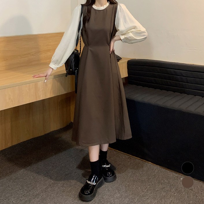 엘쏘 머피 퍼프 블라우스 뷔스티에 미디 원피스 엘쏘 머피 퍼프 블라우스 뷔스티에 미디 원피스