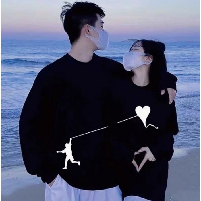 하트선 가을 겨울 기모  커플맨투맨