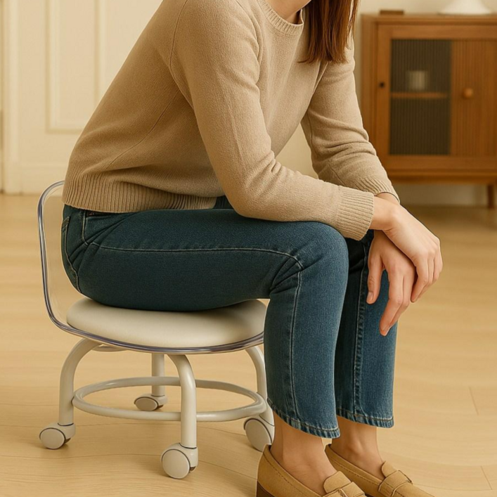 럭스룸 낮은 앉은뱅이 바퀴 회전의자 등받이형, 투명, 1개