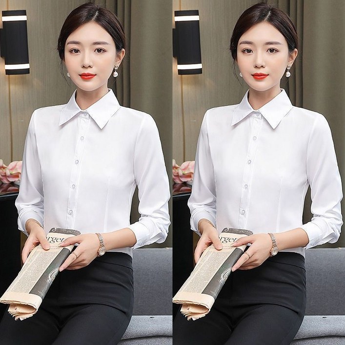 [1+1] 여성 슬림핏 스판 셔츠 구김없는 블라우스