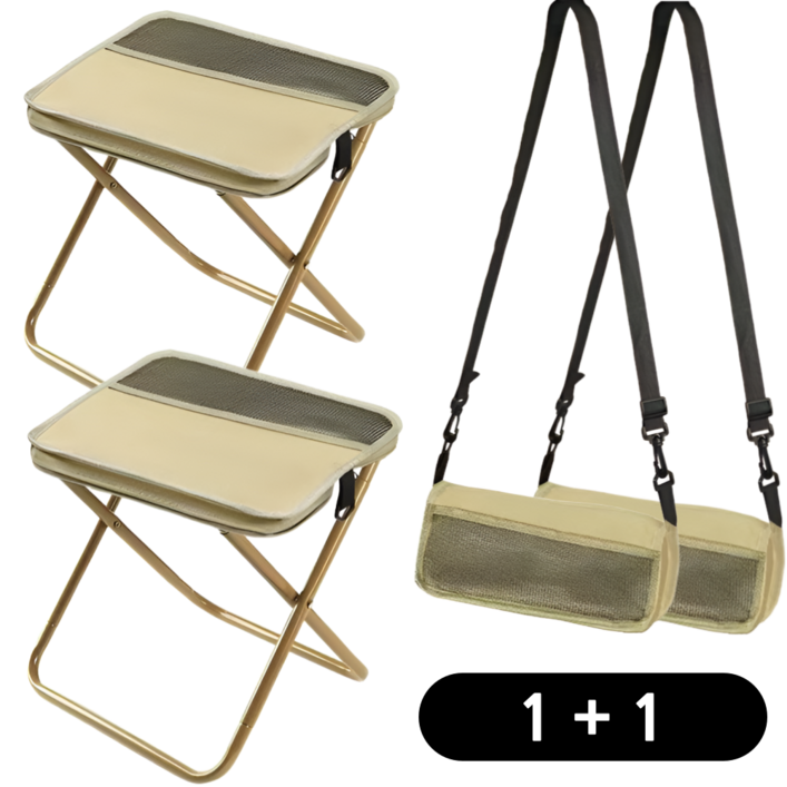 호잉상점 1+1 대형 휴대용 접이식 의자 크로스백 초경량 야외 놀이동산 웨이팅 캠핑 낚시 의자, 1세트, 베이지 2개