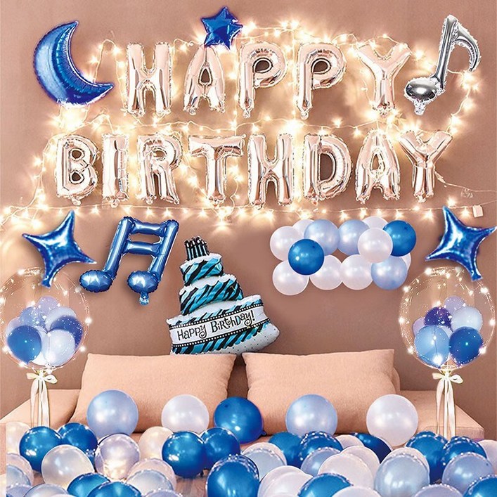 생일 파티 풍선 세트, 1세트, 블루