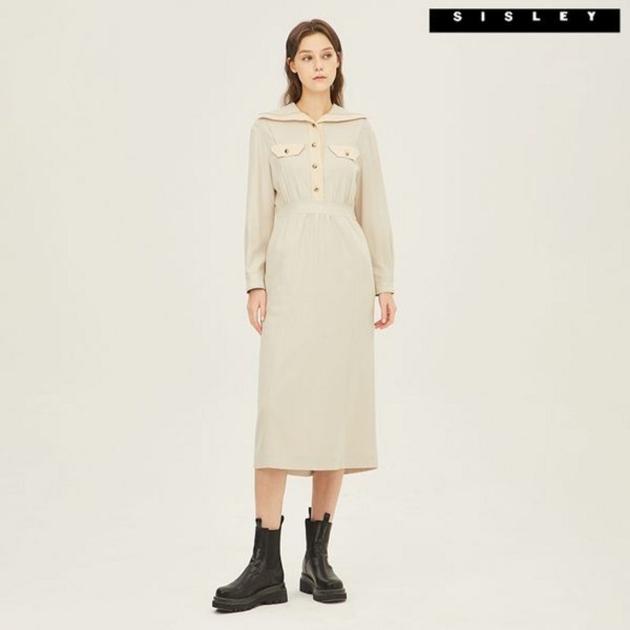 [백화점] 시슬리 [하프클럽] 니트 카라 원피스 SAOP37261_BE 130783