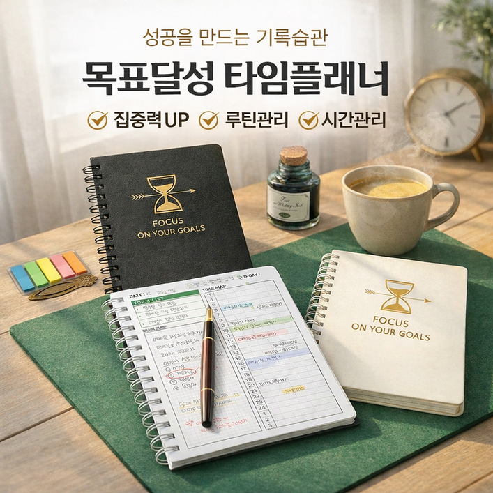 세우세 데일리 스케줄 타임 박스 스터디 플래너, 1개, 블랙