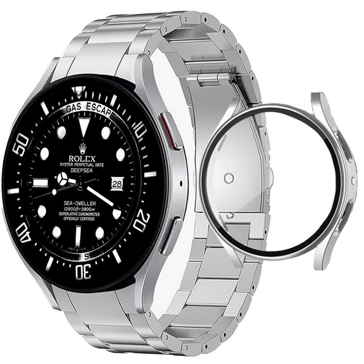 아이비온 갤럭시워치 원버튼 메탈 스트랩 40 44 mm + 풀커버 케이스 세트