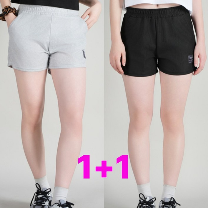 알버트현 여성 아이스 쿨링 스판 밴딩 팬츠 여름 시원한 반바지 숏팬츠 1+1