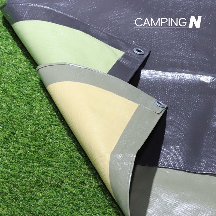 캠핑N 방수포 그라운드시트 방수 천막 시트 텐트 2m x 2m, 1개, 라이트카키  베이지 투톤