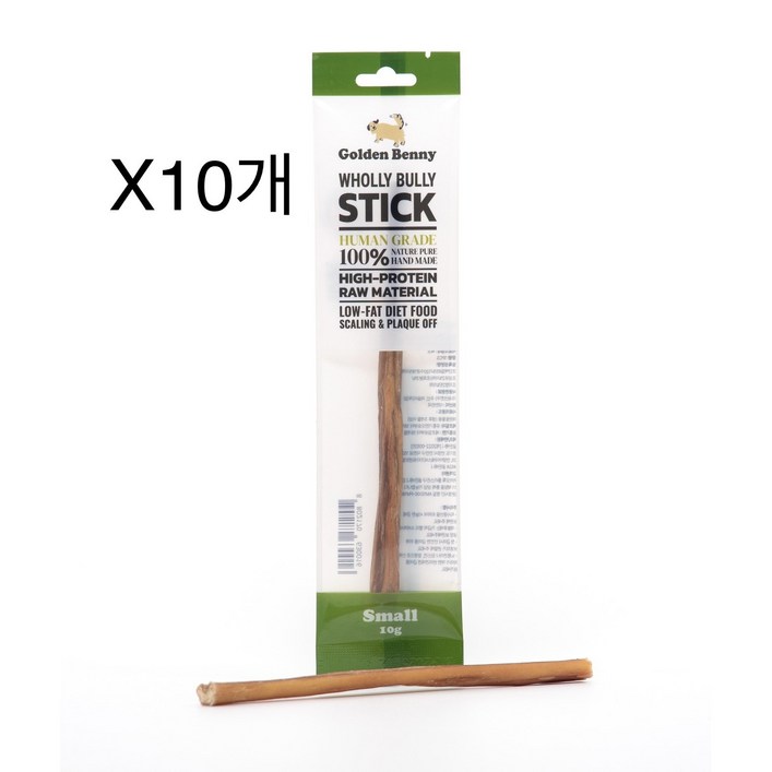 골든베니 한우스틱 소형 오래먹는 간식 소우신 불리스틱 우스틱 10g X 10개, 10g, 10개